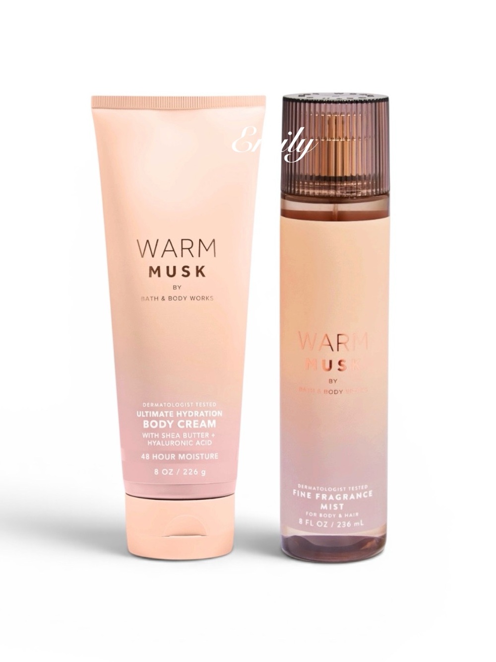 Bath & Body Works WARM MUSK 2 Piece Fragrance Mist & Cream Body Care Set